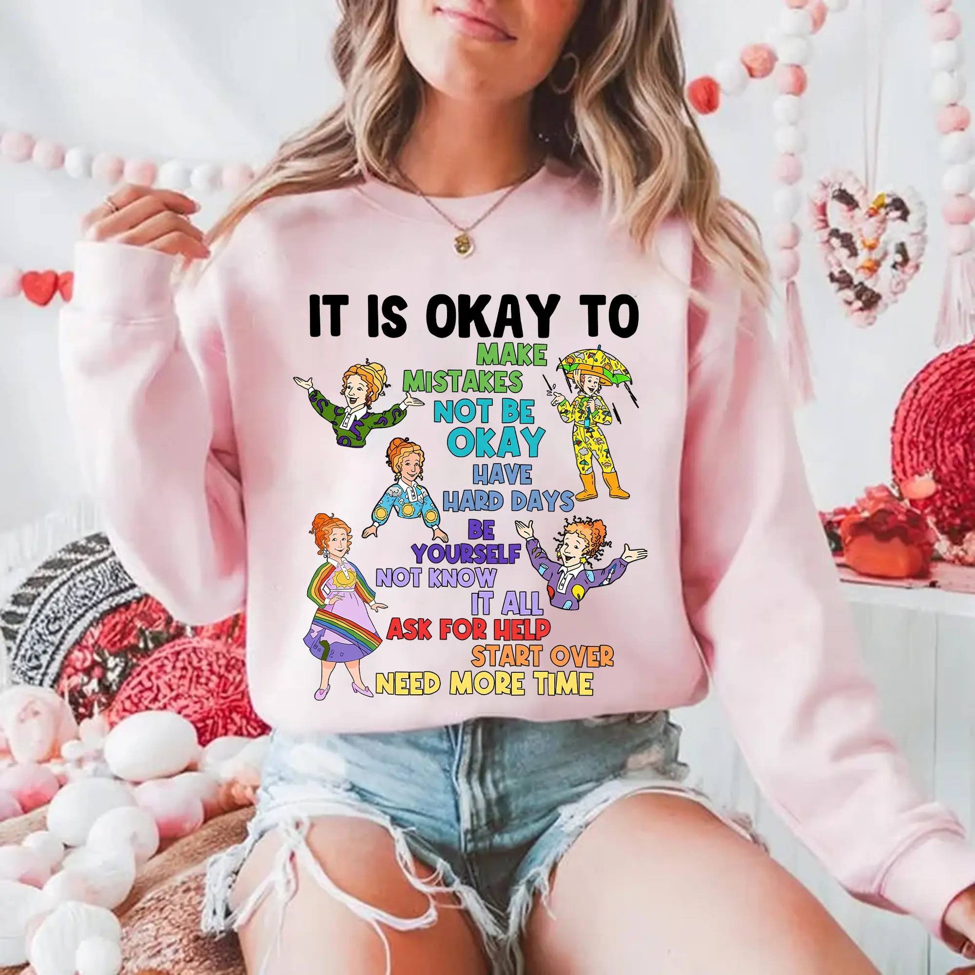 It's Okay To Make Mistakes Teacher T-Shirt, Fun Teacher Life Tee, New Teacher Gift, Ms Frizzle Magic School Bus Shirt Top