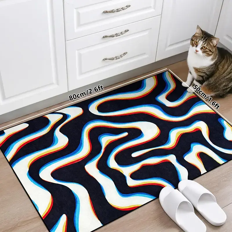 1 piece living room carpet, Trippy Abstract rug, Abstract Area Rugs, TikTok glitch style rug, washable rug, Polyester fiber rug, soft and comfortable non-slip area rug, low pile design, suitable for living room, bedroom, home decor