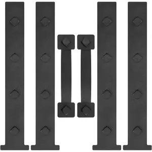 Magnetic Decorative Faux Garage Door Hinges Handles Hardware Kit, Attractive Curb Appeal Accents for 1 Carriage Door - 4 Hinges + 2 Handles, Black