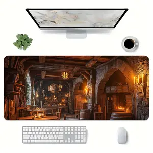 1Pc Non-Slip Rubber Thick Mouse Pad Desk With Base Suitable For Computer, Laptop, PC Gaming, Office & Holiday Use - Durable Non-Skid For Stability, Desk For,,