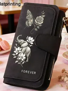 1pc Elephant, Butterfly Women'S Long Wallet, Multi-Functional Wallet, Portable Snap Closure Coin Purse, Birthday Gift and Daily Commute for lovers, Playful Design, Perfect Holiday Gift, Perfect for Outdoor, Travel, and Family Use3.23PYT-6