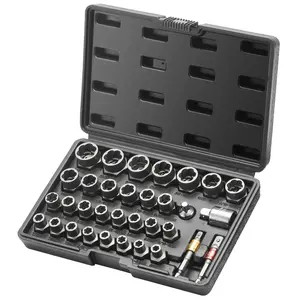 29Pcs Bolt & Nut Extractor Set Cr-Mo Steel, 6mm-19mm Stripped Bolt Remover Socket Kit with Case, Summervibes