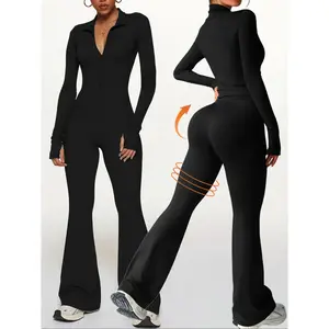 Women's Tight-Fitting Fitness Set, Long Sleeve Sports Jacket & High Waist Leggings, Comfortable Fashion Running Gym Wear, 2 Piece
