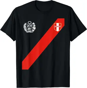 100% Cotton Peru Shirt Peruvian Escudo Coat of Arms Men Women SOCCER
