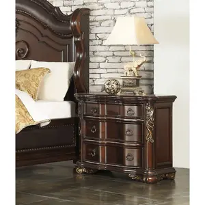 Royal Bedroom Cherry Finish Nightstand of 3 Drawers Ring Pulls Traditional Home Furniture