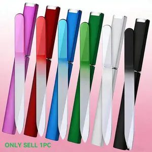 1Pc Crystal Glass Nail File with Colorful Gradient, Double-Sided Design for Manicure Polishing