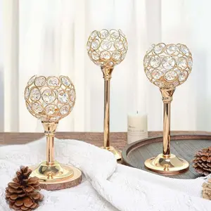 Crystal Set, 3 Counts/set Windproof Home Decor Candle Stand for Weddings, Elegant Centerpiece for Any Occasion, Ornaments