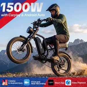 【HiEHA | Father's Day Gift】2026 New Electric Bike with CarPlay & Android Auto, 1080P Front & Rear Dash Cam, 20" Fat Tire for Adults, 37MPH Max Speed, 48V 15Ah Removable Battery, Full Suspension Shimano 7-Speed All-Terrain Off-Road Bicycle