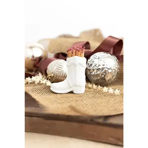 White Cowboy Boot Match Holder