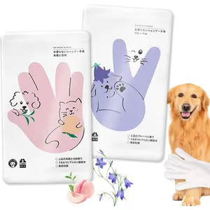 7pcs Pet Glove Wipes for Dogs - Peach & Bluebell Scented Pet Cleaning Gloves, No Rinse Deodorizing Grooming Wipes for Dogs and Cats Paws Body Butt, Suitable for Daily Care Dry Cleaning Travelling