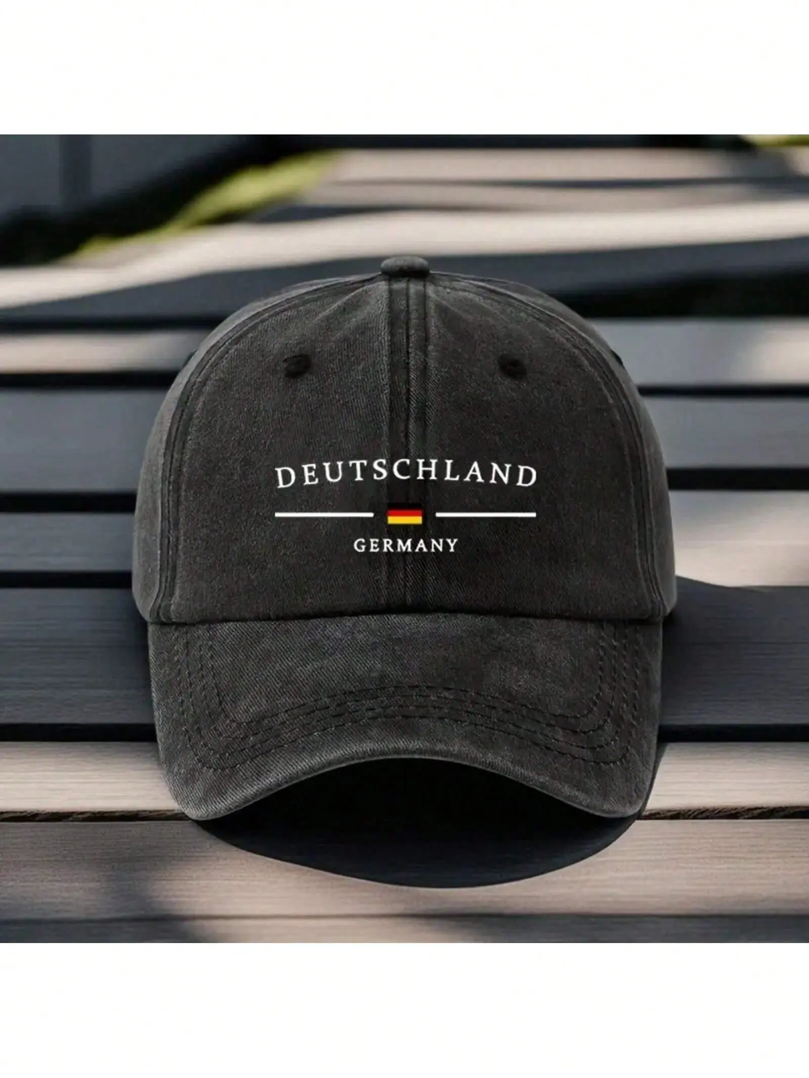 Men's Baseball Cap - Deutschland Germany Text & Flag Colors - Dark Charcoal Gray Hat For Formal & Casual Outfits - Patriotic German Citizenship Designs - Everyday & Special Events, Baseball Hats
