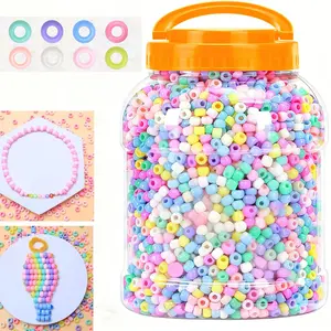 3900pcs 9mm Multicolor Pony Beads, Bucket Packaging, Ideal for Friendship Bracelets, Keychains, Necklaces, DIY Jewelry Making