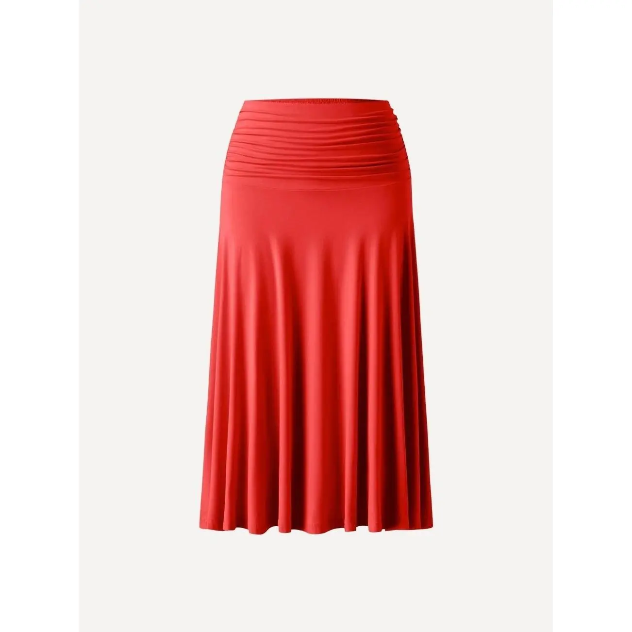 Flowy Side Ruched A-line Midi Skirt - Red