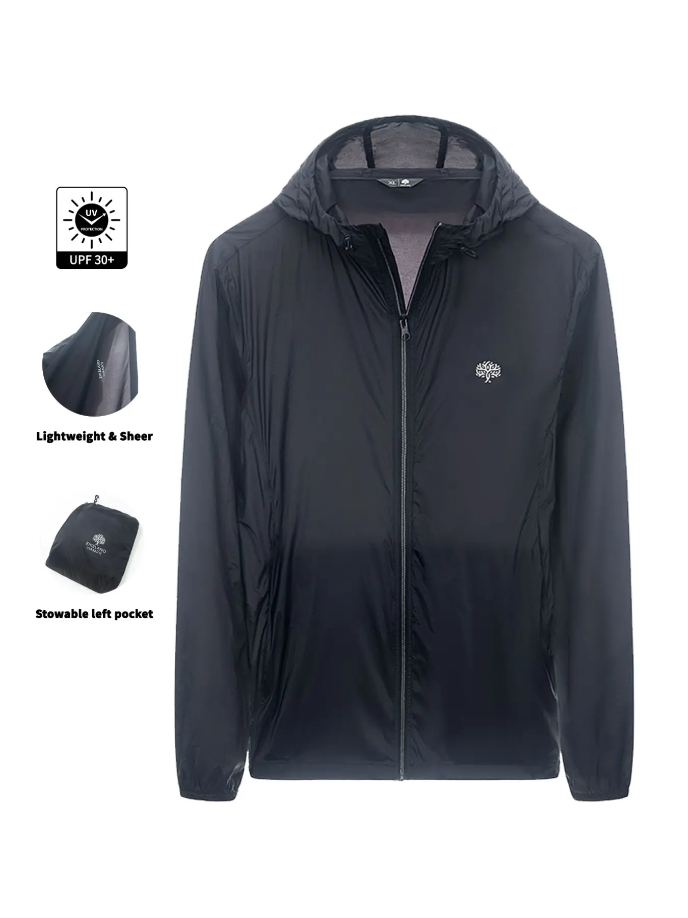 Men's Upf30+ UV Protection Self-Storage Sun Jacket, Sun Protective Clothing, Lightweight Quick-Dry Hiking Jacket, Outdoor Sports Jacket, Portable for Commuting, Camping, Fishing, Cycling, Daily Outdoor Wear