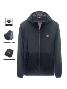 Men's Upf30+ UV Protection Self-Storage Sun Jacket, Lightweight Quick-Dry Hiking Jacket, Portable for Commuting, Camping, Fishing, Cycling