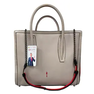 Pre-owned christian louboutin Leather Tote Bags Paloma Taupe Calf Red Tote 2 Way Crossbody Should Purse