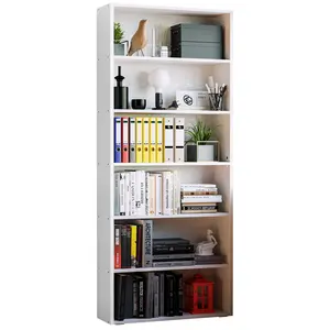 6-Tier Wooden Book Shelf, Floor-Standing Display Bookcase, 62.8" H x 23.82" W x 9.25" D Bookshelf, Farmhouse Style Book Case with Arched Base, Suitable for Living Room, Study, Office 5-tier bookshelf, storage rack, 53 inches high, an open-style shelf