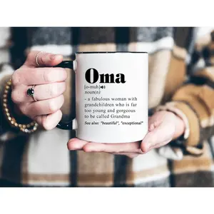 [Novelty Coffee Mug] White & Black 11oz Coffee Mug - 1pc Oma Definition Novelty Gift for Grandma |   Dishwasher Safe, Perfect for Mother's Day, Birthday from Grandkids, Coffee Bar Accessories, Grandma Gift Item, Decorative Text Mug, Durable Drinkware