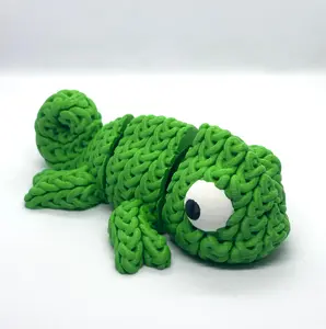 Knitted Flexi Chameleon - Colorful & Wiggly Fun Glam Edition - Flexible Textured Toy for Shelf or Collection