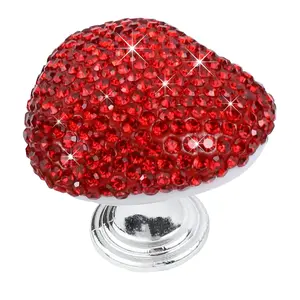 Bling  Push Start Button Cover, Heart Shape - Start Button with Push-to-Start Rocker Lever, Engine  Starter Joystick Covers Decoration for Women Girls,  Accessories (Red)