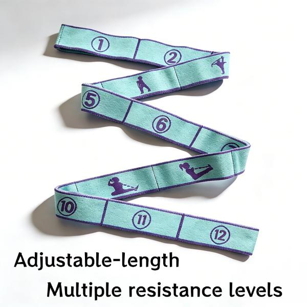 Adjustable Fabric Resistance Band, Multi-functional Bands for Exercise, Pilates and Gymnastics, Stretching Strap for Physical Therapy, Full Body Workout, Soft& Comfortable, with 12 Loops, Homegym Gear for Women Men