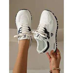 Women's Fashionable Lace Up Low Top Sneakers, Casual Comfortable Sports Running Shoes, All-match Round Toe Chunky Sneakers for Daily Wear, Breathable Running Sneakers1123