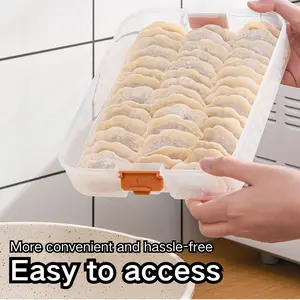 Dumpling Storage Box,Food Containers with Lids Airtight for Snack, Fruit, Vegetables, Meat, Sandwiches, 3-layer Food Storage Containers,Plastic Cookie Containers,Stackable Cookie Carrier, Summer