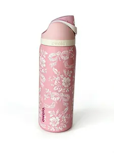 Owala 32oz Insulated Leak-Proof Straw Lid Toile Print Drinkware Flask Stay Chilled & Stylish All Day Accessory for Hydration Portable Bottled Tumbler Mug