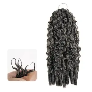 QVR Burmese Curly Salt Pepper Crochet Hair Natural Black Machine Made Feather Crochet Human Hair Extension