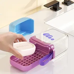 Portable Dopa Soap Box, Travel Mini Soap Holder with Drain Layer, Water-Draining Lid, Compact and Convenientsoap Container