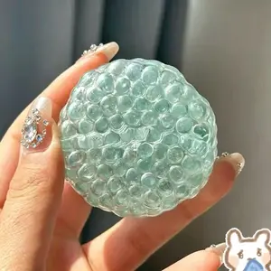 Transparent Blue Crunchy Noisy Bead Ball, Sensory Squeeze Fidget, Anxiety Stress Relief & Funny Interactive Daily Decor Gifts Squeezeable Doughball