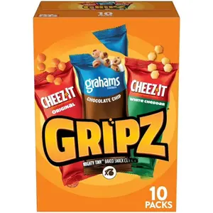Gripz Mini Baked Snack Crackers, Sweet and Salty Snacks, Variety Pack, 11oz Box (12 Pouches)