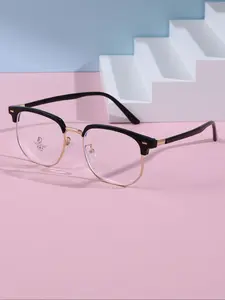 Fashion Metal Half Frame Business Style Rectangular Glasses for Men & Women, All-Season Wearable Eyewear, Daily Use Accessories