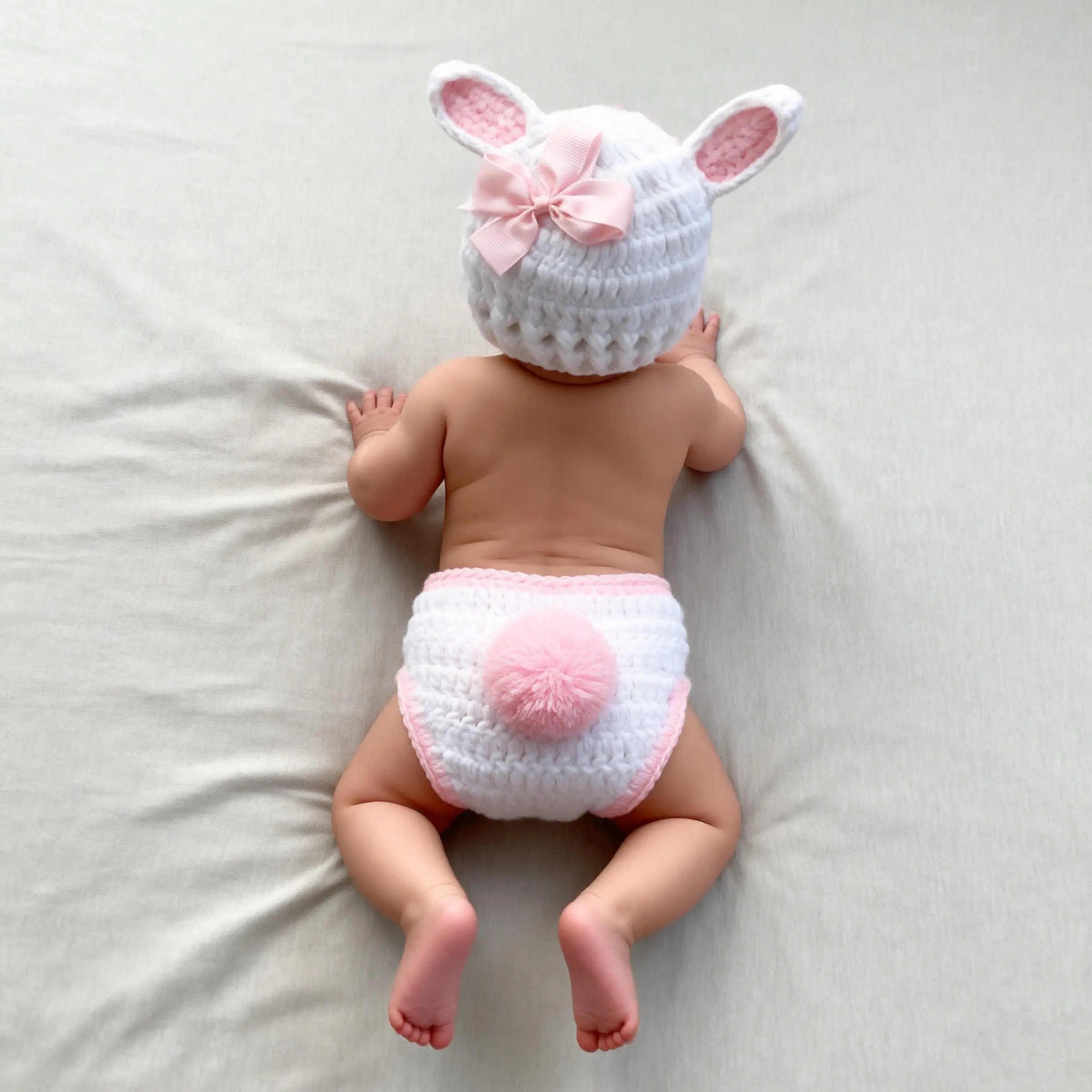 Baby pink rabbit photography costume knitted wool small rabbit props baby knitted clothing Costume Decoration