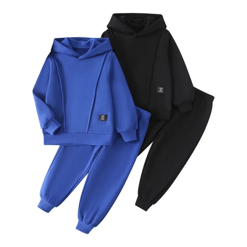 #backtoschool Boys' 4-Piece Autumn Winter Fashion Suit, 4-14 Years, Cozy Hooded Top (Hoodies, Sweatshirts), Long-Sleeved Pullover Jacket & Skin-Friendly Solid Color Sweatpants
