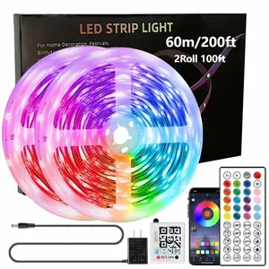 Led Lights for Bedroom 200 ft (2 Rolls of 100ft) Music Sync Color Changing RGB Led Strip Lights with Remote App Control Bluetooth Led Strip, Lights for Room Home Kitchen Party Decor
