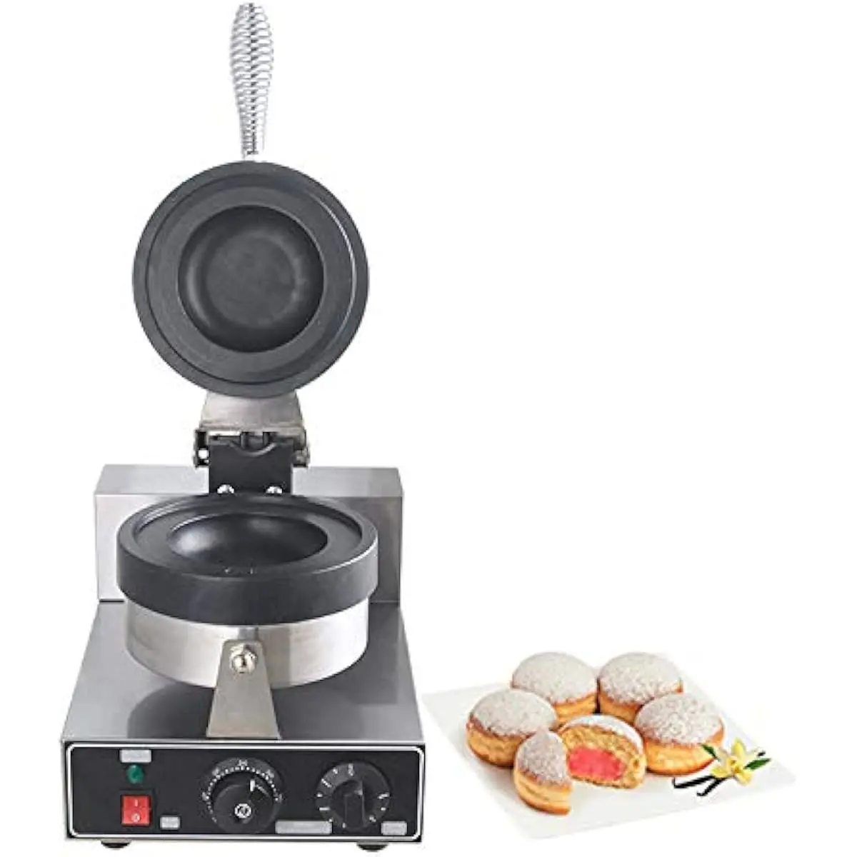 Kolice Commercial Gelato Panini Press Machine, Donut Ice Cream Dessert Italy Ice Cream Sandwich Press Burger Maker- 1300W, Timer and Temperature Control, Non-Stick Teflon Coating