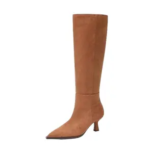 Knee High Boots for Women Black Boots Pointy Toe Kitten Heels Wide Calf Boots Stiletto Boots
