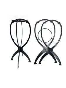4Pcs Wig Stand Black Pink Collapsible Wig Holder Easy Install 4 Pack for Long Wig Drying Styling Storage Travel Home Salon Hair Salons Use