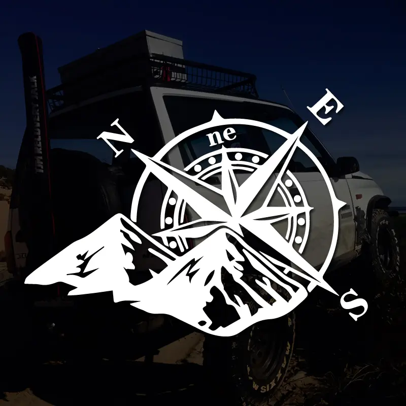 Compass for off-road mountains creative&funny stickers for cartoon fans&lover, for car trucks motorcycles & laptops