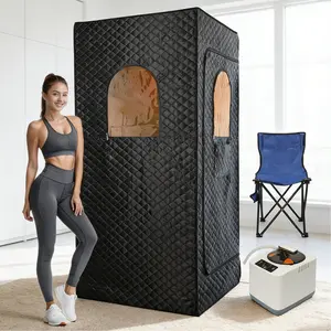 Viral Upgraded Home Sauna Box| 3L 1200W Steamer + Remote Control + Folding Chair| Portable SPA For Gym Yoga Pilates