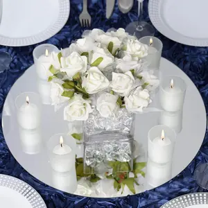 4-Pack Hanging Wall Decor Round Glass Mirror Table Centerpiece - Decorative Reflective Display 16"