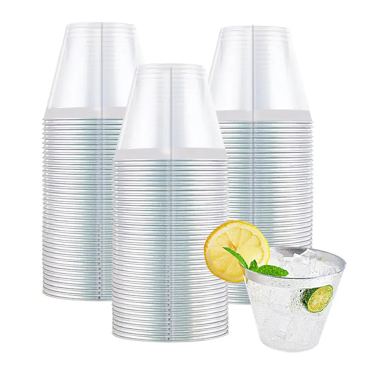 9 oz/12 oz Bulk Case Plastic Cups | Clear Tumblers for Milkshake, Iced Tea | Restaurant Supply