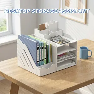 Office Desk File Organizer, Multi-Layer Document Holder, Creative Paper Storage Box, Desktop Bookshelf, Drawer Storage Rack, Desk Tidy
