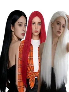 26 Inch Female Long Straight Synthetic Fiber Wig, Colors, Anime Cosplay Halloween Party Headpiece, All Seasons Wear, Synthetic Wigs