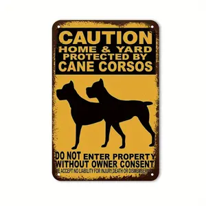 Cane Corso Dog Security Sign - Aluminum Wall Hanging Decor with English Text - Multipurpose Novelty Gift for Home, Office, Friends, and Family