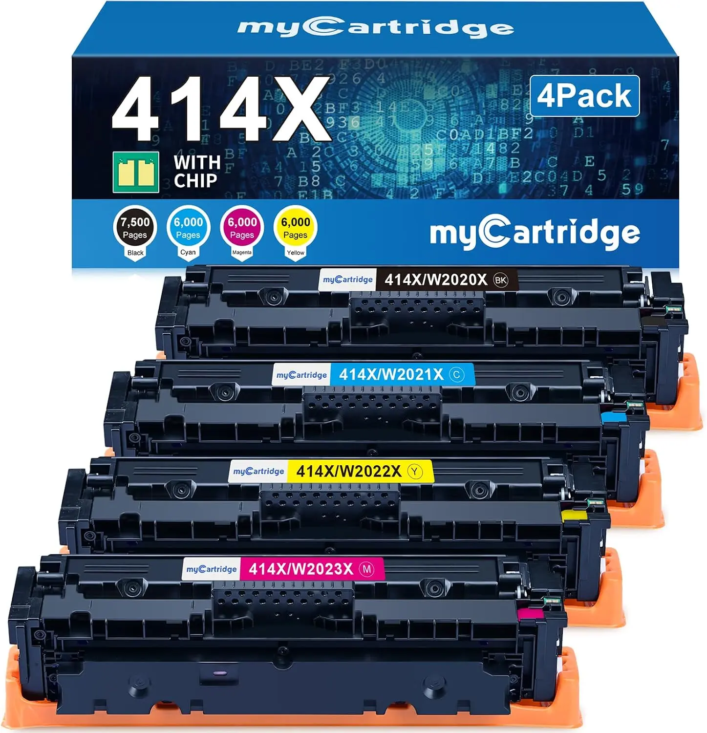 myCartridge Toner for HP M479fdw, 414X Compatible High-Yield Cartridges with Chips, 4-Pack CMYK