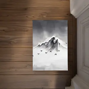 360 stand Polyester Loop Door Mat, 17x24" Size, Minimalist Nature-Inspired Mountain Peaks Home Decor, Indoor/Outdoors Entryway/Patio Use (Model CODM1724UCF5QH), Artful Motif Doormats