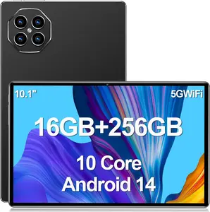 Tablet 10.1 inch Android 14 Tablets, 16GB RAM 256GB ROM,16MP+32MP Camera,10 Core Tablet PC, 2560 * 1600 HD Touch Screen,Smart-K Dual Speakers, 10000mAh, GPS, WiFi (Black)