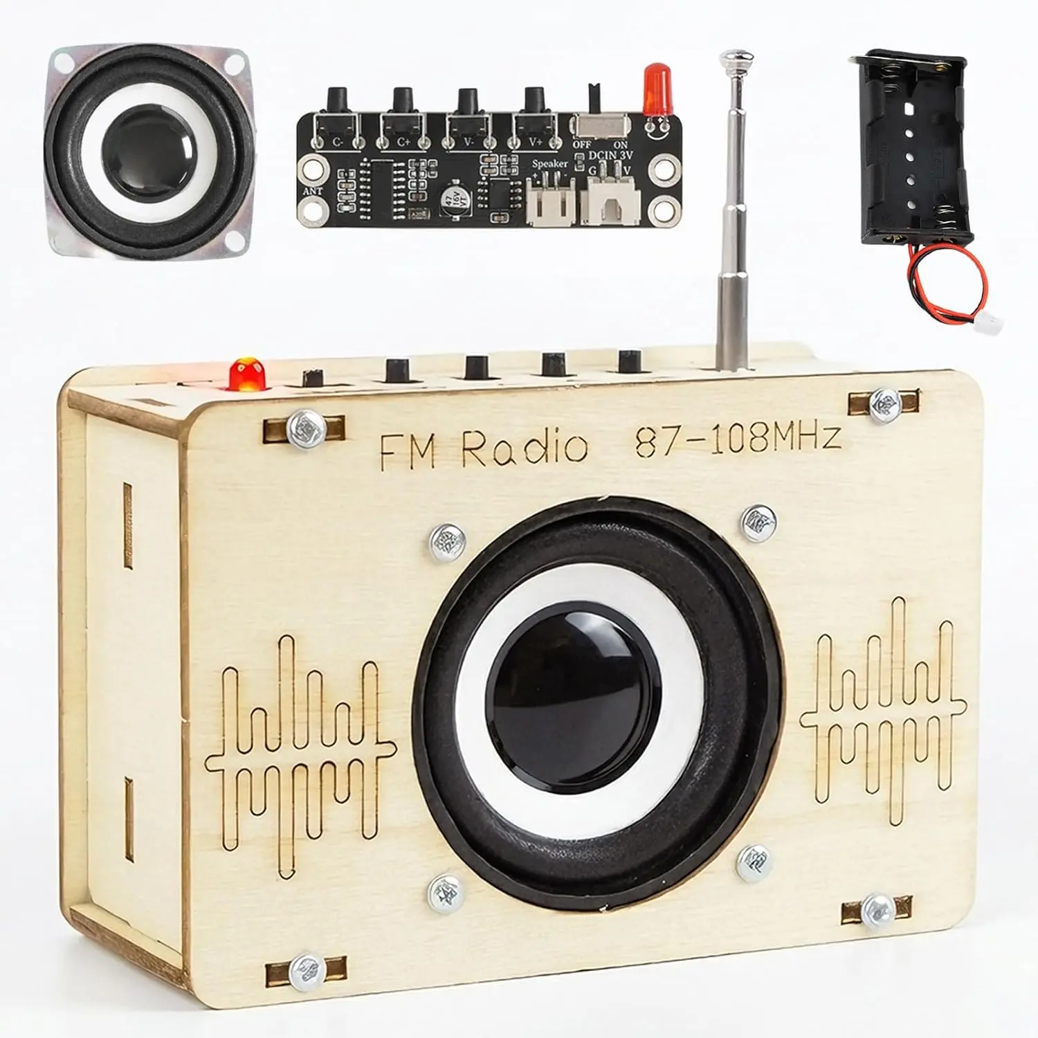 STEM DIY Radio Building Kit - Educational Circuit Engineering Toy with Circuit Parts, Batteries & Cells, Easy-to-Assemble 3D Puzzle for 6-14+ Year Olds, Christmas/Birthday/Valentine Day Gifts for Kids (Summer Camp Activity)
